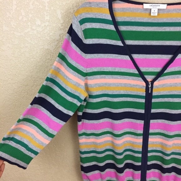 SALE
 Liz Claiborne Striped Color Zip CardiganE45/2 - Picture 2 of 6